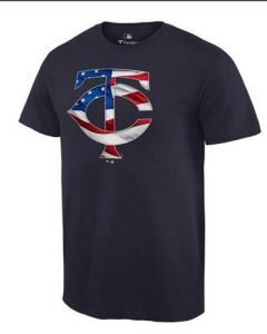 Men's Minnesota Twins USA Flag Fashion T-Shirt Navy Blue