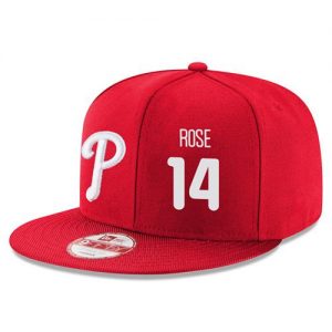 Men's Philadelphia Phillies #14 Pete Rose Stitched New Era Red 9FIFTY Snapback Adjustable Hat