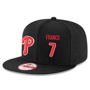 Men's Philadelphia Phillies #7 Maikel Franco Stitched New Era Black 9FIFTY Snapback Adjustable Hat