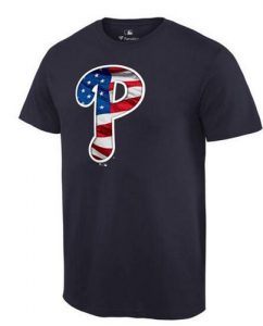 Men's Philadelphia Phillies USA Flag Fashion T-Shirt Navy Blue