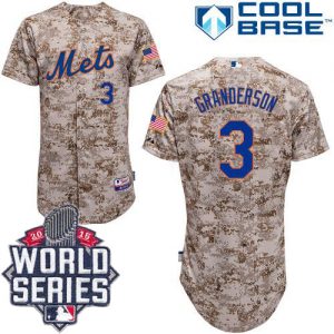 Mets #3 Curtis Granderson Alternate Camo Cool Base W 2015 World Series Patch Stitched MLB Jersey