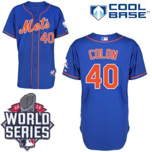 Mets #40 Bartolo Colon Blue Alternate Home Cool Base W 2015 World Series Patch Stitched MLB Jersey