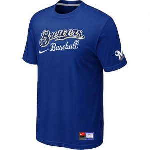 Milwaukee Brewers Nike Short Sleeve Practice MLB T-Shirts Blue