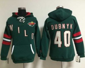 Minnesota Wild #40 Devan Dubnyk Green Women's Old Time Heidi NHL Hoodie