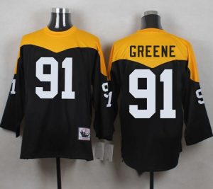 Mitchell And Ness 1967 Steelers #91 Kevin Greene Black Yelllow Throwback Men's Stitched NFL Jersey