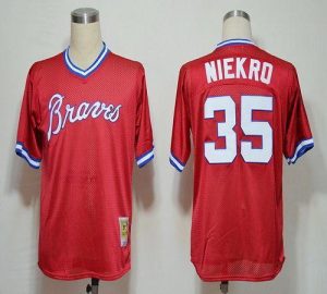 Mitchell And Ness 1980 Braves #35 Phil Niekro Red Stitched MLB Jersey