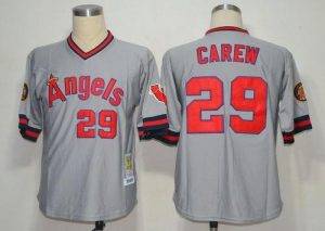 Mitchell And Ness 1985 Angels of Anaheim #29 Rod Carew Grey Stitched Throwback MLB Jersey