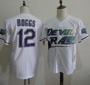 Mitchell And Ness Rays #12 Wade Boggs White Throwback Stitched MLB Jersey