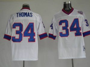 Mitchell & Ness Bills #34 Thurman Thomas White Stitched Throwback NFL Jersey