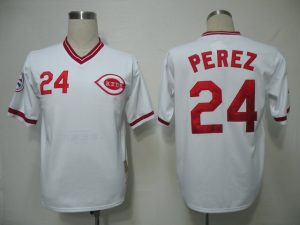 Mitchell and Ness Reds #24 Tony Perez White Throwback Stitched MLB Jersey