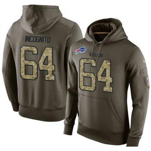 NFL Men's Nike Buffalo Bills #64 Richie Incognito Stitched Green Olive Salute To Service KO Performance Hoodie