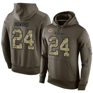 NFL Men's Nike Chicago Bears #24 Jordan Howard Stitched Green Olive Salute To Service KO Performance Hoodie