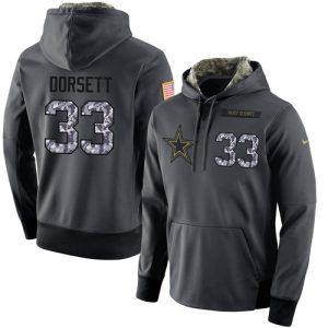 NFL Men's Nike Dallas Cowboys #33 Tony Dorsett Stitched Black Anthracite Salute to Service Player Performance Hoodie