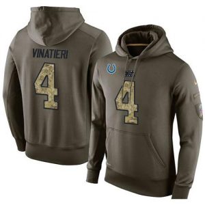 NFL Men's Nike Indianapolis Colts #4 Adam Vinatieri Stitched Green Olive Salute To Service KO Performance Hoodie