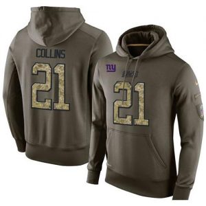 NFL Men's Nike New York Giants #21 Landon Collins Stitched Green Olive Salute To Service KO Performance Hoodie