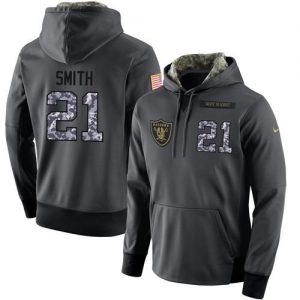 NFL Men's Nike Oakland Raiders #21 Sean Smith Stitched Black Anthracite Salute to Service Player Performance Hoodie