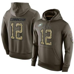 NFL Men's Nike Philadelphia Eagles #12 Randall Cunningham Stitched Green Olive Salute To Service KO Performance Hoodie