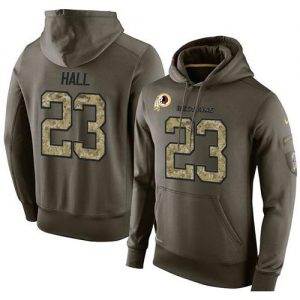 NFL Men's Nike Washington Redskins #23 DeAngelo Hall Stitched Green Olive Salute To Service KO Performance Hoodie