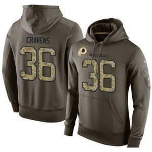 NFL Men's Nike Washington Redskins #36 Su'a Cravens Stitched Green Olive Salute To Service KO Performance Hoodie