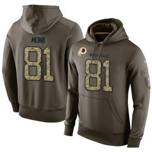 NFL Men's Nike Washington Redskins #81 Art Monk Stitched Green Olive Salute To Service KO Performance Hoodie