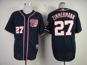 Nationals #27 Jordan Zimmermann Navy Blue Cool Base Stitched MLB Jersey