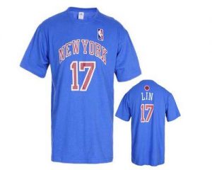 New York Knicks #17 Jeremy Lin Blue NBA T-Shirts