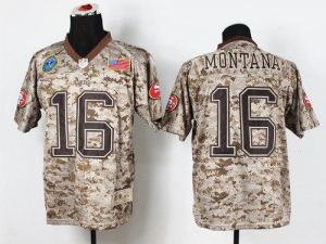 Nike 49ers #16 Joe Montana Camo Men's Stitched NFL New Elite USMC Jersey