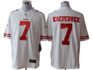 Nike 49ers #7 Colin Kaepernick White Men's Embroidered NFL Limited Jersey