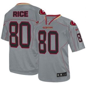 Nike 49ers #80 Jerry Rice Lights Out Grey Men's Embroidered NFL Elite Jersey