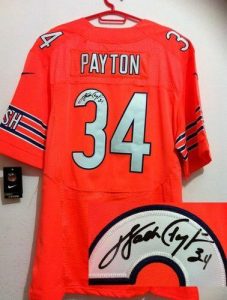 Nike Bears #34 Walter Payton Orange Alternate Men's Embroidered NFL Elite Autographed Jersey