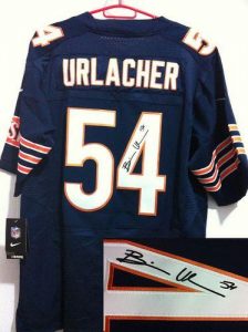 Nike Bears #54 Brian Urlacher Navy Blue Team Color Men's Embroidered NFL Elite Autographed Jersey