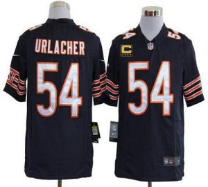 Nike Bears #54 Brian Urlacher Navy Blue Team Color With C Patch Men's Embroidered NFL Game Jersey