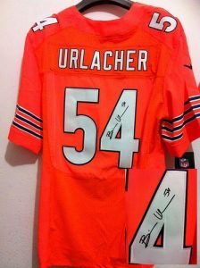 Nike Bears #54 Brian Urlacher Orange Alternate Men's Embroidered NFL Elite Autographed Jersey