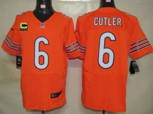 Nike Bears #6 Jay Cutler Orange Alternate With C Patch Men's Embroidered NFL Elite Jersey