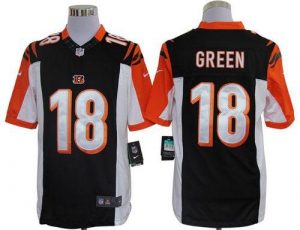 Nike Bengals #18 A.J. Green Black Team Color Men's Embroidered NFL Limited Jersey