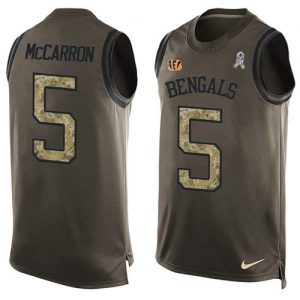 Nike Bengals #5 AJ McCarron Green Men's Stitched NFL Limited Salute To Service Tank Top Jersey