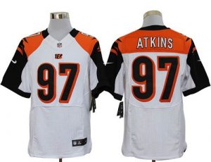 Nike Bengals #97 Geno Atkins White Men's Embroidered NFL Elite Jersey
