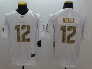 Nike Bills #12 Jim Kelly White Men's Stitched NFL Limited Salute To Service Jersey