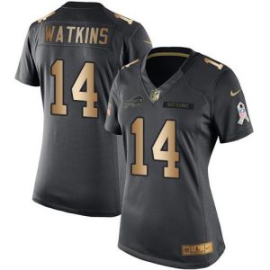 Nike Bills #14 Sammy Watkins Black Women's Stitched NFL Limited Gold Salute to Service Jersey