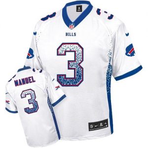 Nike Bills #3 EJ Manuel White Men's Embroidered NFL Elite Drift Fashion Jersey