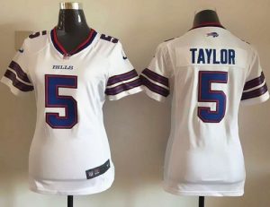 Nike Bills #5 Tyrod Taylor White Women's Stitched NFL Elite Jersey