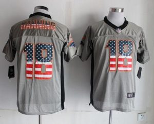 Nike Broncos #18 Peyton Manning Grey Men's Stitched NFL Elite USA Flag Fashion Jersey