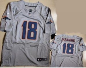 Nike Broncos #18 Peyton Manning New Grey Shadow Men's Embroidered NFL Elite Jersey