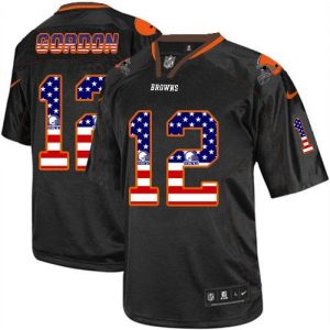 Nike Browns #12 Josh Gordon Black Men's Stitched NFL Elite USA Flag Fashion Jersey