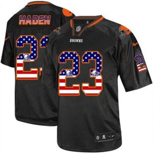 Nike Browns #23 Joe Haden Black Men's Stitched NFL Elite USA Flag Fashion Jersey