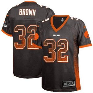 Nike Browns #32 Jim Brown Brown Team Color Women's Embroidered NFL Elite Drift Fashion Jersey