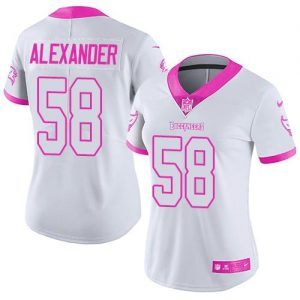 Nike Buccaneers #58 Kwon Alexander White Pink Women's Stitched NFL Limited Rush Fashion Jersey