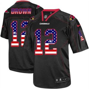 Nike Cardinals #12 John Brown Black Men's Stitched NFL Elite USA Flag Fashion Jersey