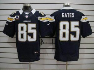 Nike Chargers #85 Antonio Gates Navy Blue Team Color With C Patch Men's Embroidered NFL Elite Jersey