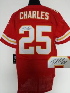 Nike Chiefs #25 Jamaal Charles Red Team Color Men's Stitched NFL Elite Autographed Jersey